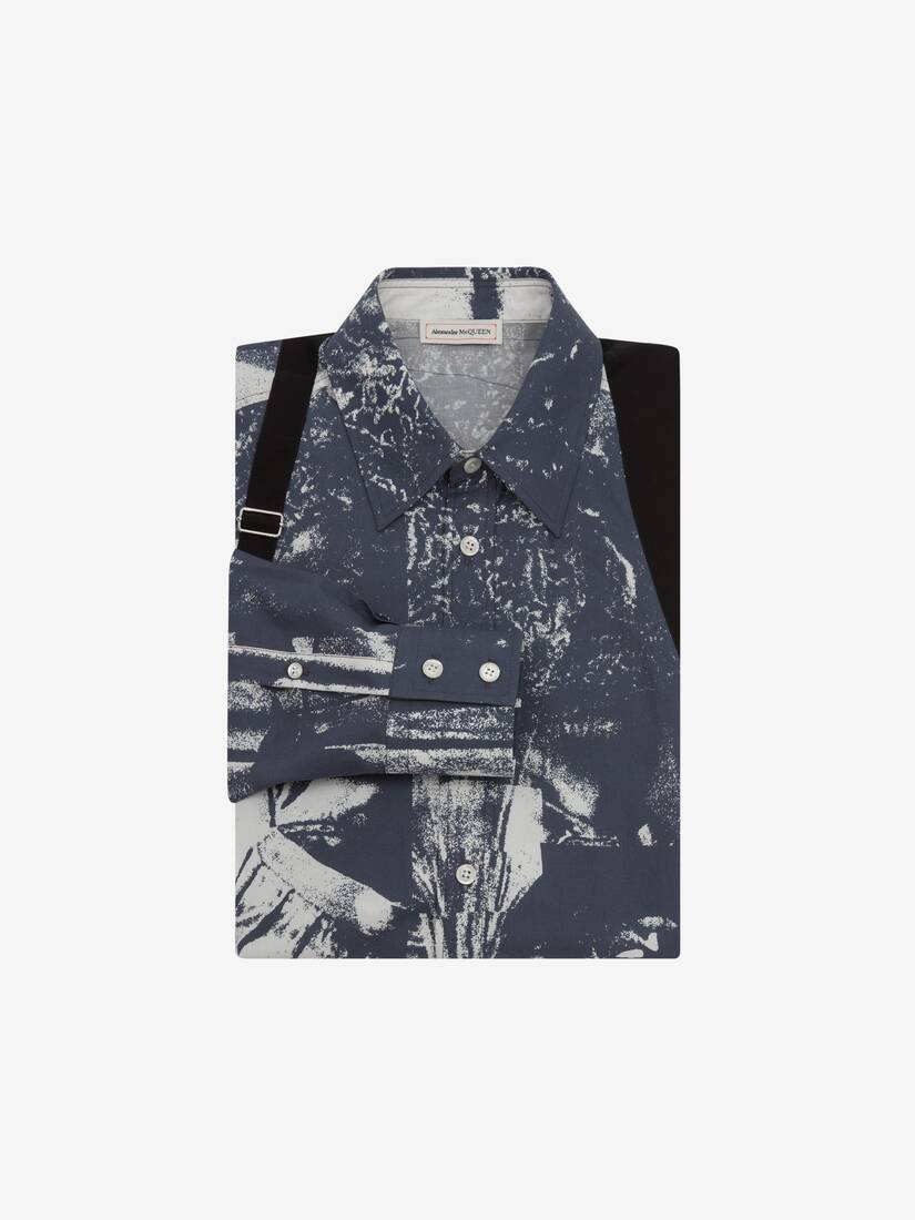 Camisas Alexander McQueen Trompe-L'œil Printed Harness Hombre - Blancos/Azul Marino - Mexico 075-QOZ